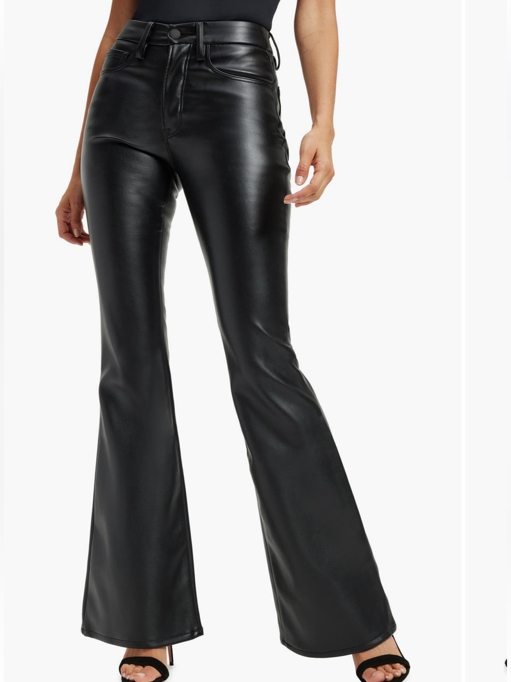 Good American Good Legs Faux Leather Flare Pants